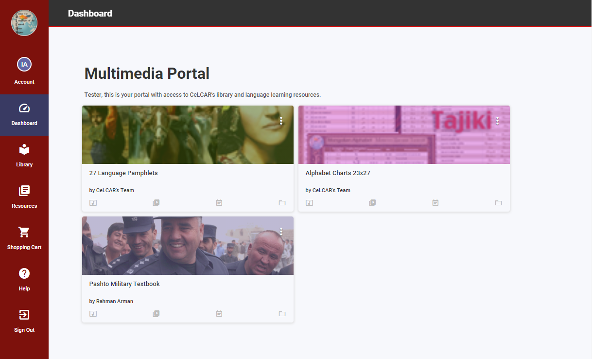 Screenshot of the Multimedia Portal