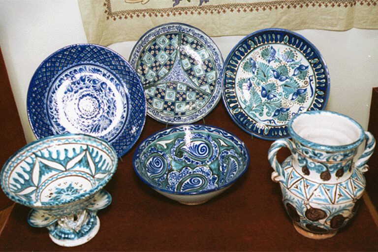 A collection of ceramic pottery.